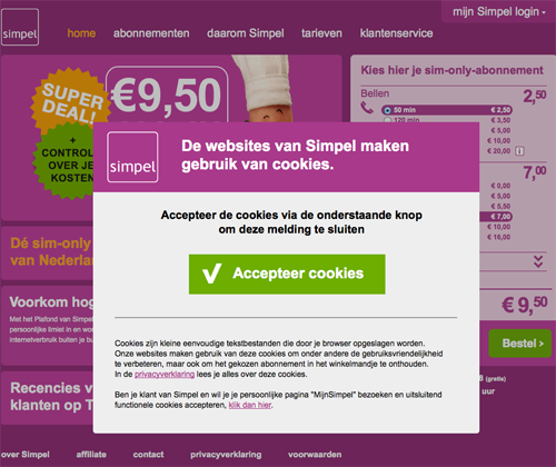 De website van simpel.nl kun je alleen bekijken nadat je de
cookies hebt geaccepteert.
