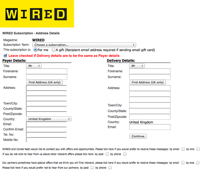 Let op wat je aanvinkt,
want Wired gebruikt wisselende opt-in en opt-out vragen!