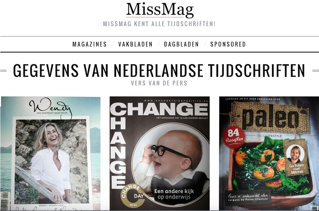 Screenshot van de website missmag.nl
