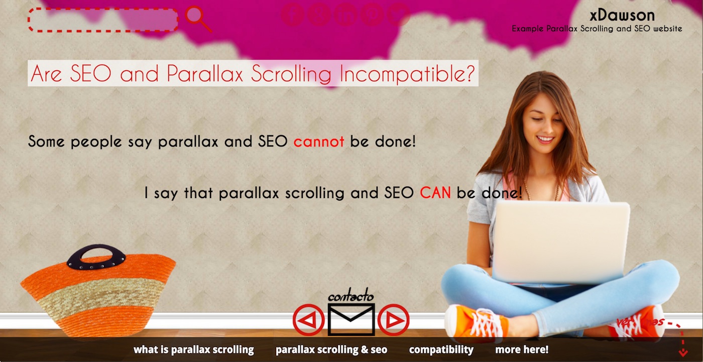 Parallax scrolling effect op een website die uit meerdere pagina's bestaat.