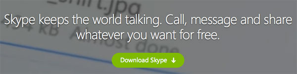 De call-to-action van de
Skype